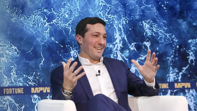 Evan LePatner speaking at the Fortune Most Powerful Women event